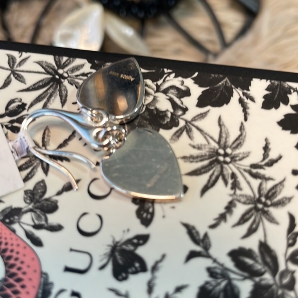 Gucci AG925 Sterling Silver Heart Drop Earrings NWT Full Inclusion - Picture 6 of 9